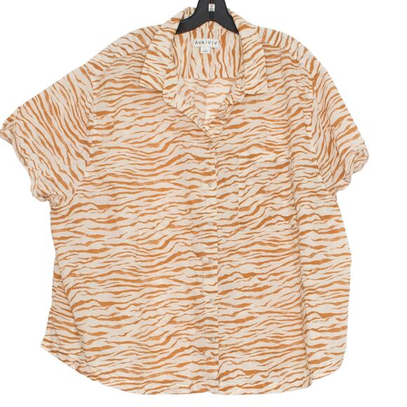Ava & Viv Zebra Animal Y2K Safari Coastal Grandma Cottagecore Boho Button Up 2X - Picture 1 of 5
